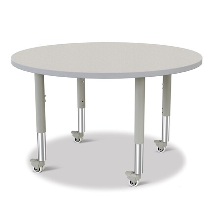 Jonti-Craft Berries Round Activity Table, 42 in. Diameter, Mobile, Freckled Gray/Gray/Gray 6468JCM000